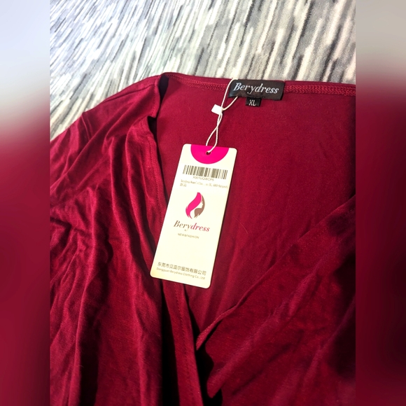 NWT Dark Red Women's Wrap Dress - Picture 3 of 5